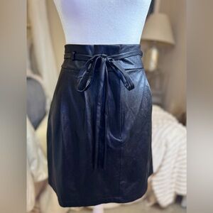 Amanda Uprichard Black Faux Leather Pencil Skirt